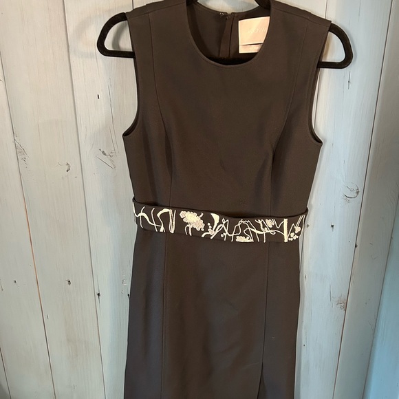 Jason Wu Black Midi Dress with White Floral Belt | Women’s Size 6 - Picture 1 of 11